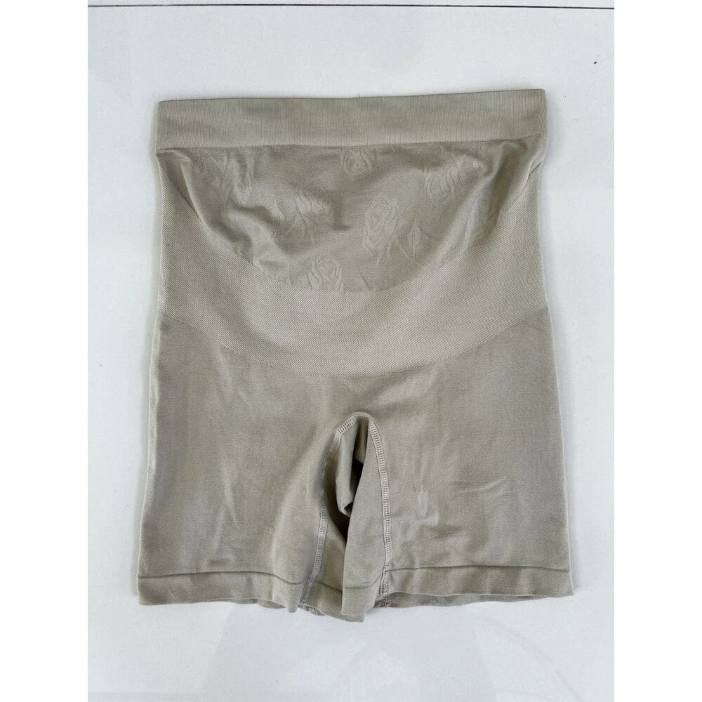 Maternity Pregnacy Beige High-Waisted Stretch Shapewear Shorts Belly Support M